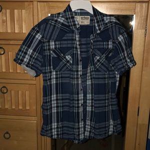 Blue & white Urban Pipeline short sleeve button up